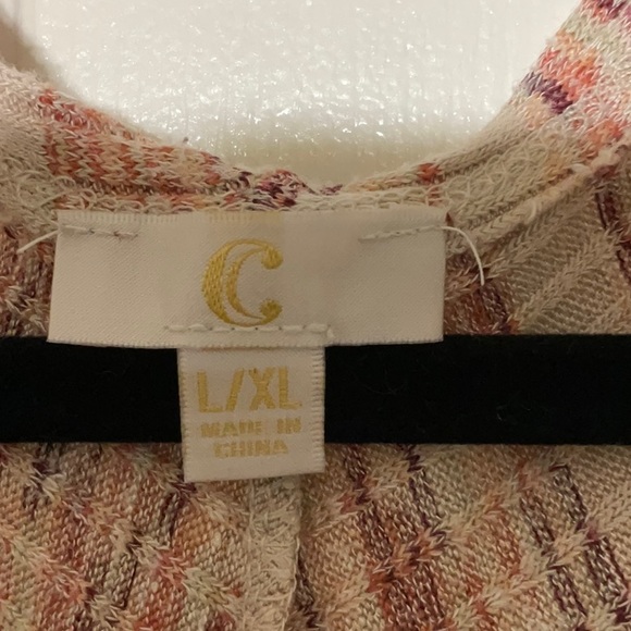 C Tan/Coral/Muave Striped Cardigan - L/XL - Picture 3 of 5